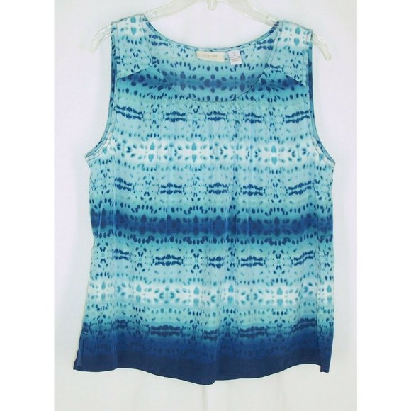 Chico's Tank Top sz 2 M Silky Blue Tie Dye Ombre Stripe - Picture 5 of 6